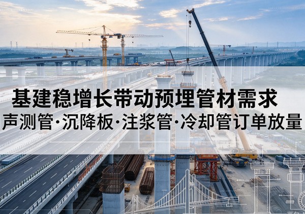 策勒基建稳增长带动预埋监测管材需求，声测管、沉降板、注浆管订单持续放量